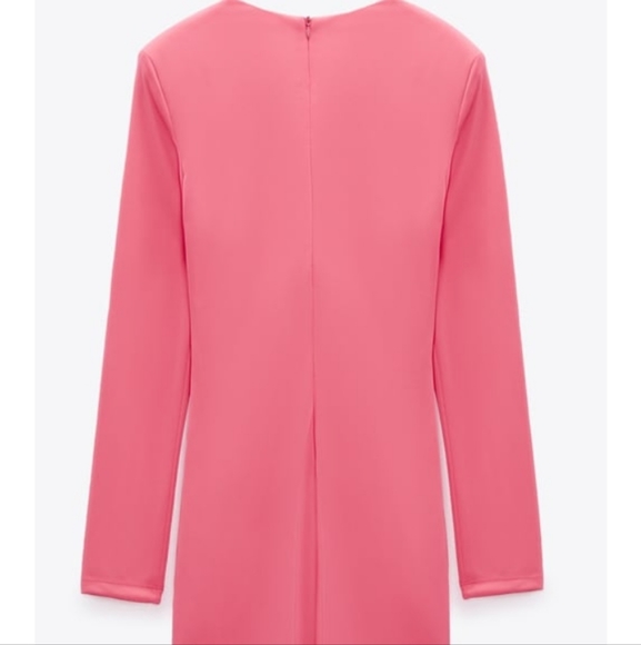 SALE🥳NWT Zara Knotted Drape Stretchy Pink Dress - Picture 4 of 4